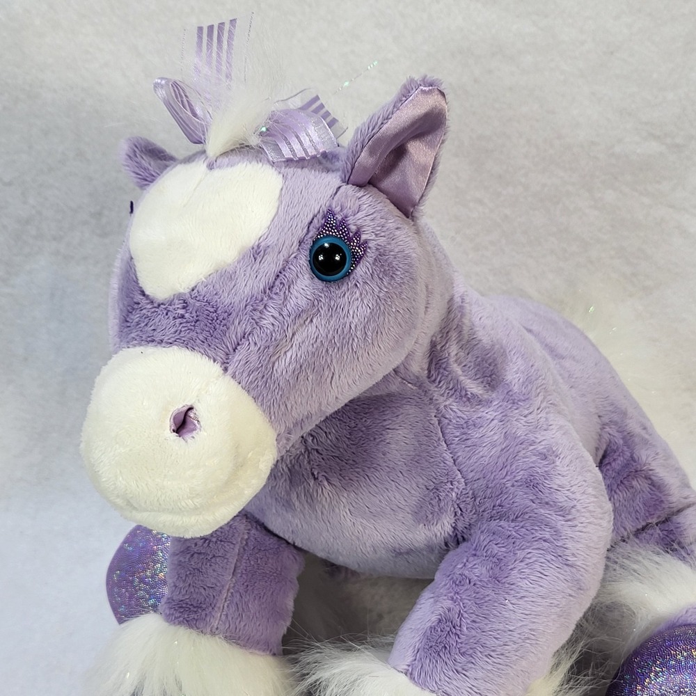 Build A Bear‎ Purple Clydesdale Horse Plush Glitter Hooves Stuffed Pony 16"